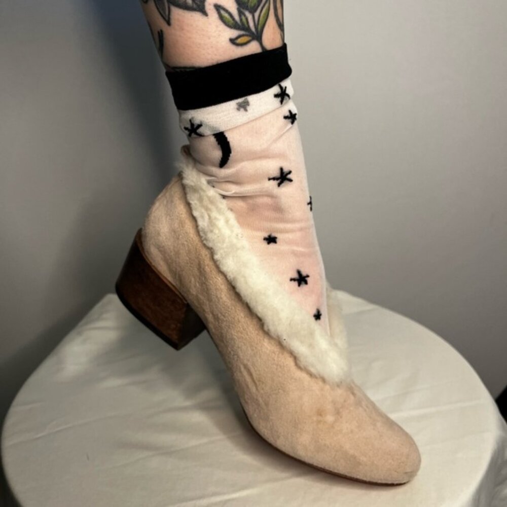 Mari Guidicelli Shearling Lined Pina Ballerina Low Heel Lined Winter Flat